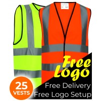 Safety Hi Viz Vests Custom Printed Bundle Deal x25