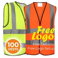 High Vis Viz Printed Safety Vests Bundle Deal x100