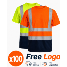 Hi Viz Crew Neck Two Tone Short Sleeve T- Shirt Bundle Deal Free Printing Short Sleeve T- Shirt