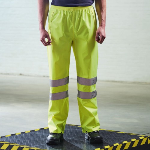 Hi Vis Viz Men's Waterproof Over Trousers Reflective Tape Safety Workwear HV306 