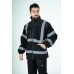 Heavy Duty Fleece Jacket – Black – Reflective Trim, Storm Collar
