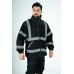 Heavy Duty Fleece Jacket – Black – Reflective Trim, Storm Collar