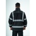 Heavy Duty Fleece Jacket – Black – Reflective Trim, Storm Collar