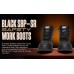 Black slip-resistant work boots with steel toe cap and insulated design