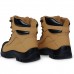 Durable work boots with padded ankle collar and ergonomic support