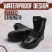 Kapton steel-toe boots on construction site, featuring chemical-resistant materials and reinforced toe protection