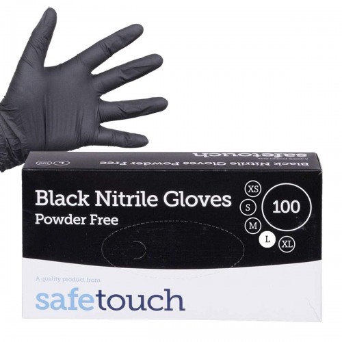 Safetouch Black Nitrile Gloves 3mil Strong