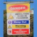 Durable construction site sign with 'Danger Demolition in Progress' message