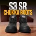 Black textured leather safety boots with slip-resistant sole