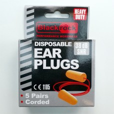 Blackrock® Foam Ear Plugs with Cord SNR 34db EN352-2 - 5 Pairs 