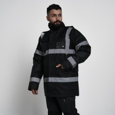 Black Security Safety Parka Coat