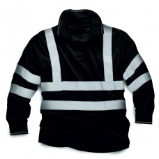  Reflective Black Long Sleeve Polo Shirt