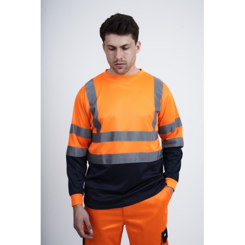 High Vis Long Sleeve Two Tone T Shirt Bulkworkwear Bulk Workwear