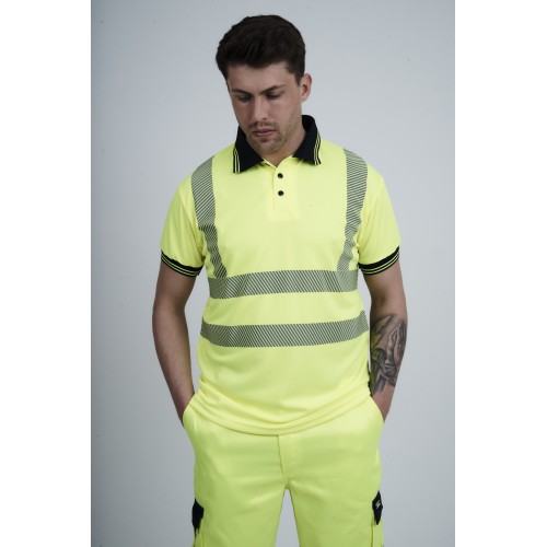 High Vis Polo Short Sleeve Super Stretch Reflect kapton Bulk