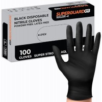 Superguard GB Black Disposable Heavy Nitrile Gloves Box Of 100 AQL 1.5 Wazir-4